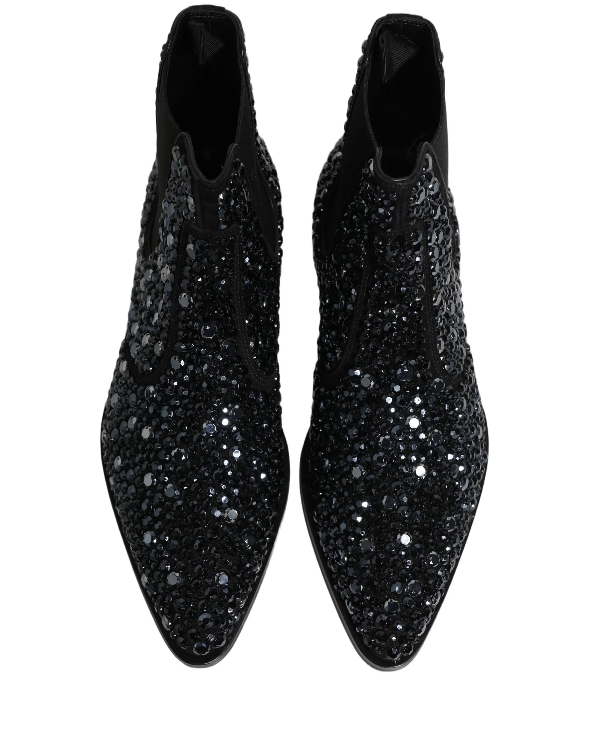 Dolce & Gabbana Black Embellished Chelsea Ankle Boots Shoes - EU45/US12