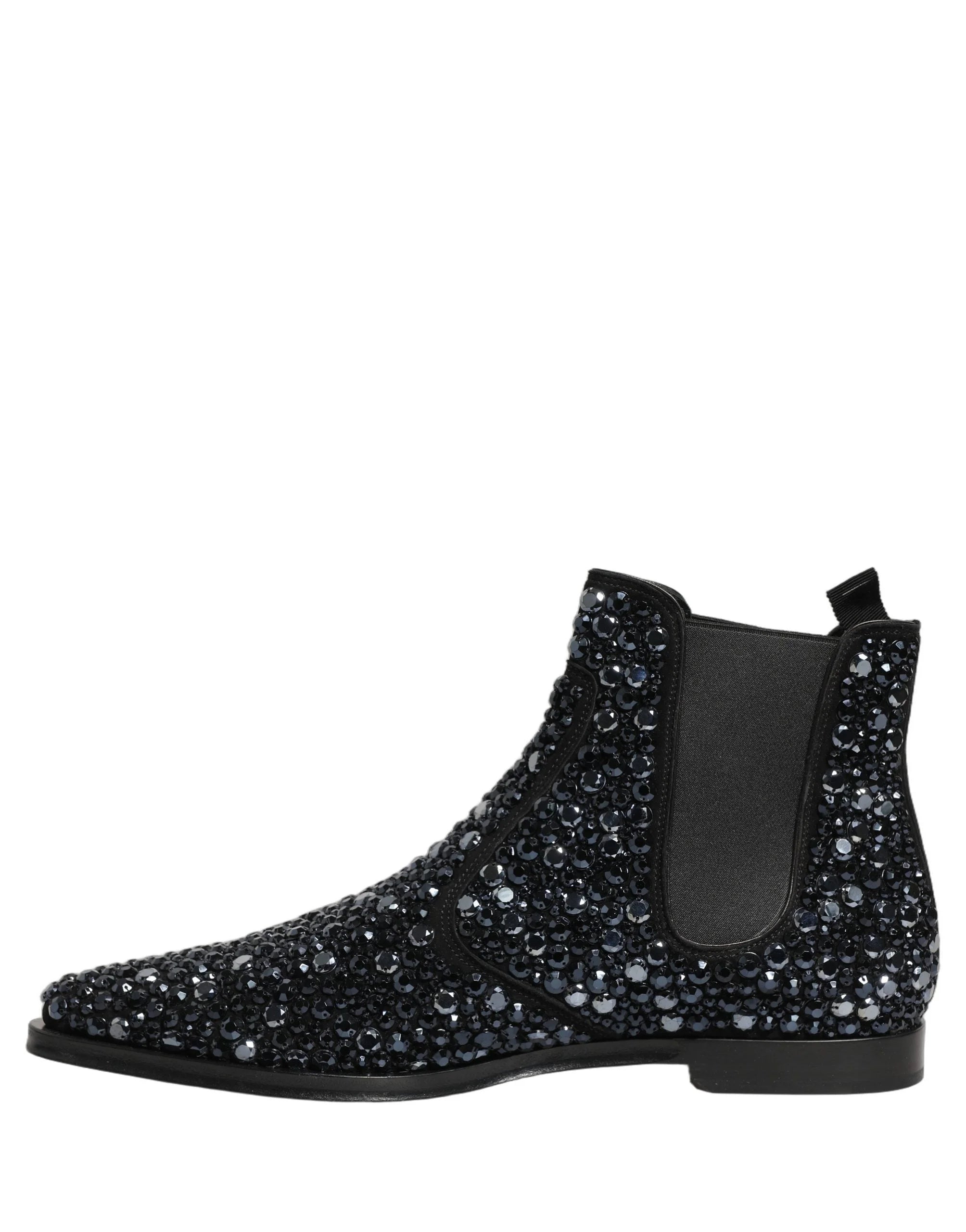 Dolce & Gabbana Black Embellished Chelsea Ankle Boots Shoes - EU45/US12
