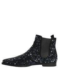 Dolce & Gabbana Black Embellished Chelsea Ankle Boots Shoes - EU45/US12