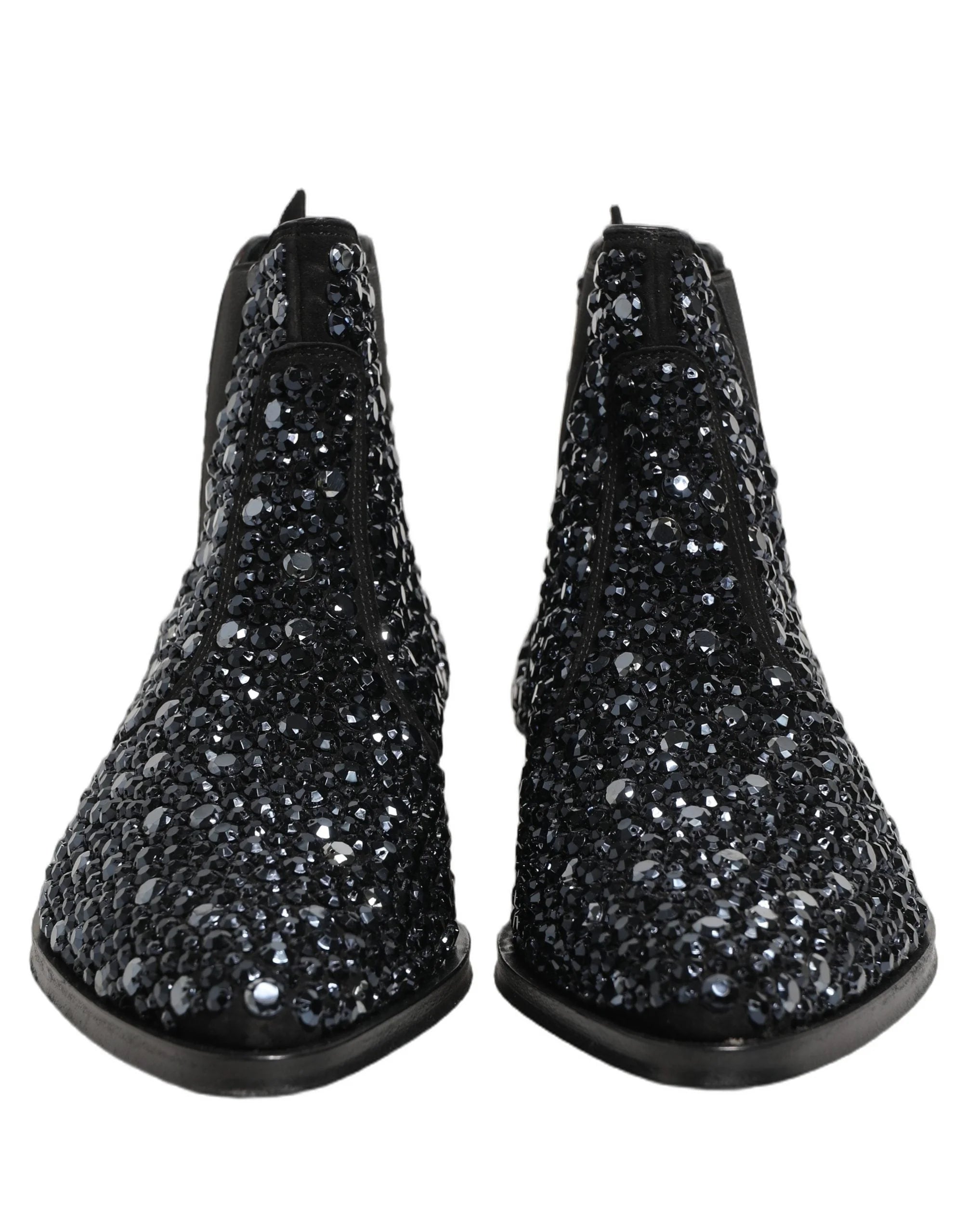 Dolce & Gabbana Black Embellished Chelsea Ankle Boots Shoes - EU45/US12