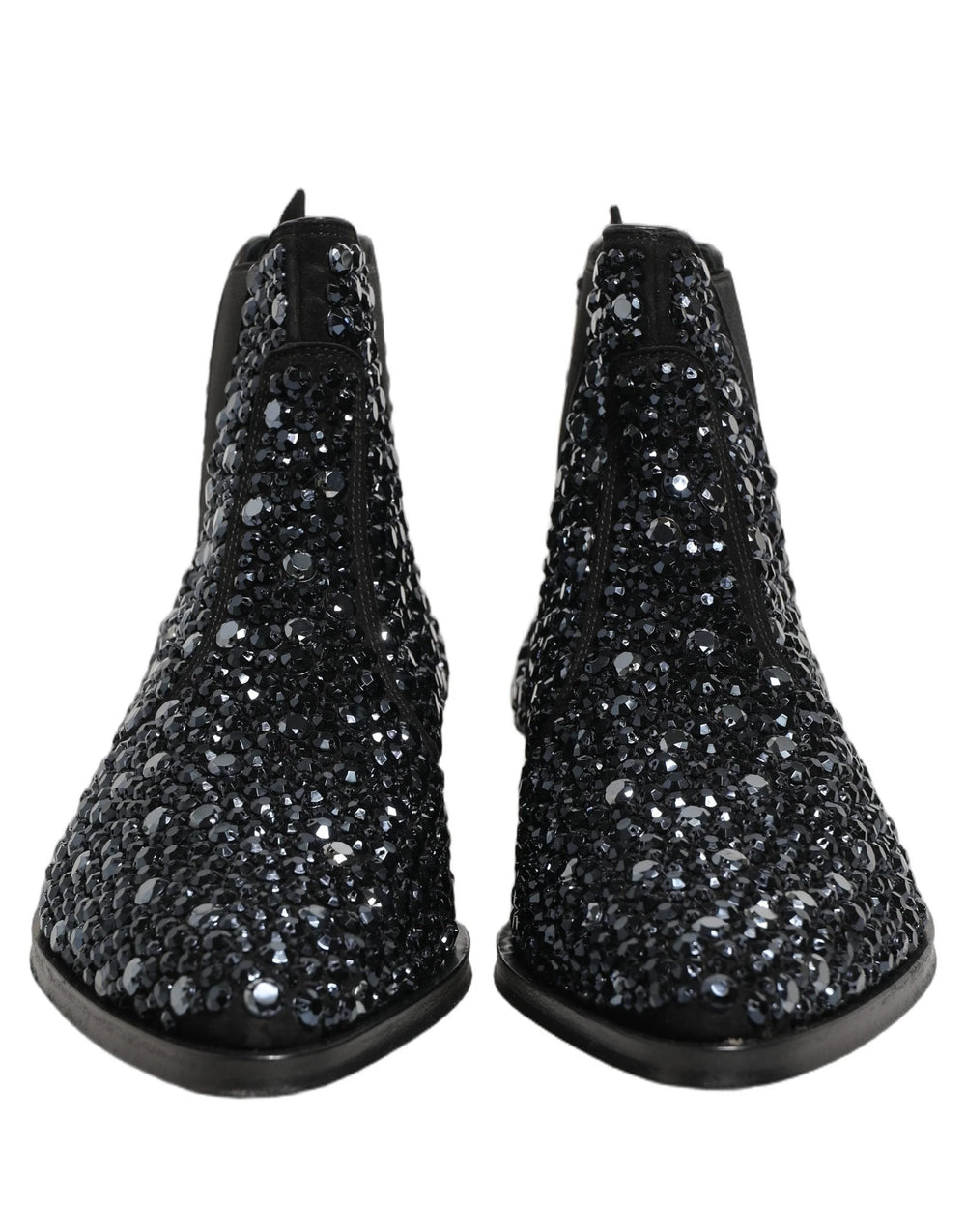 Dolce & Gabbana Black Embellished Chelsea Ankle Boots Shoes - EU45/US12