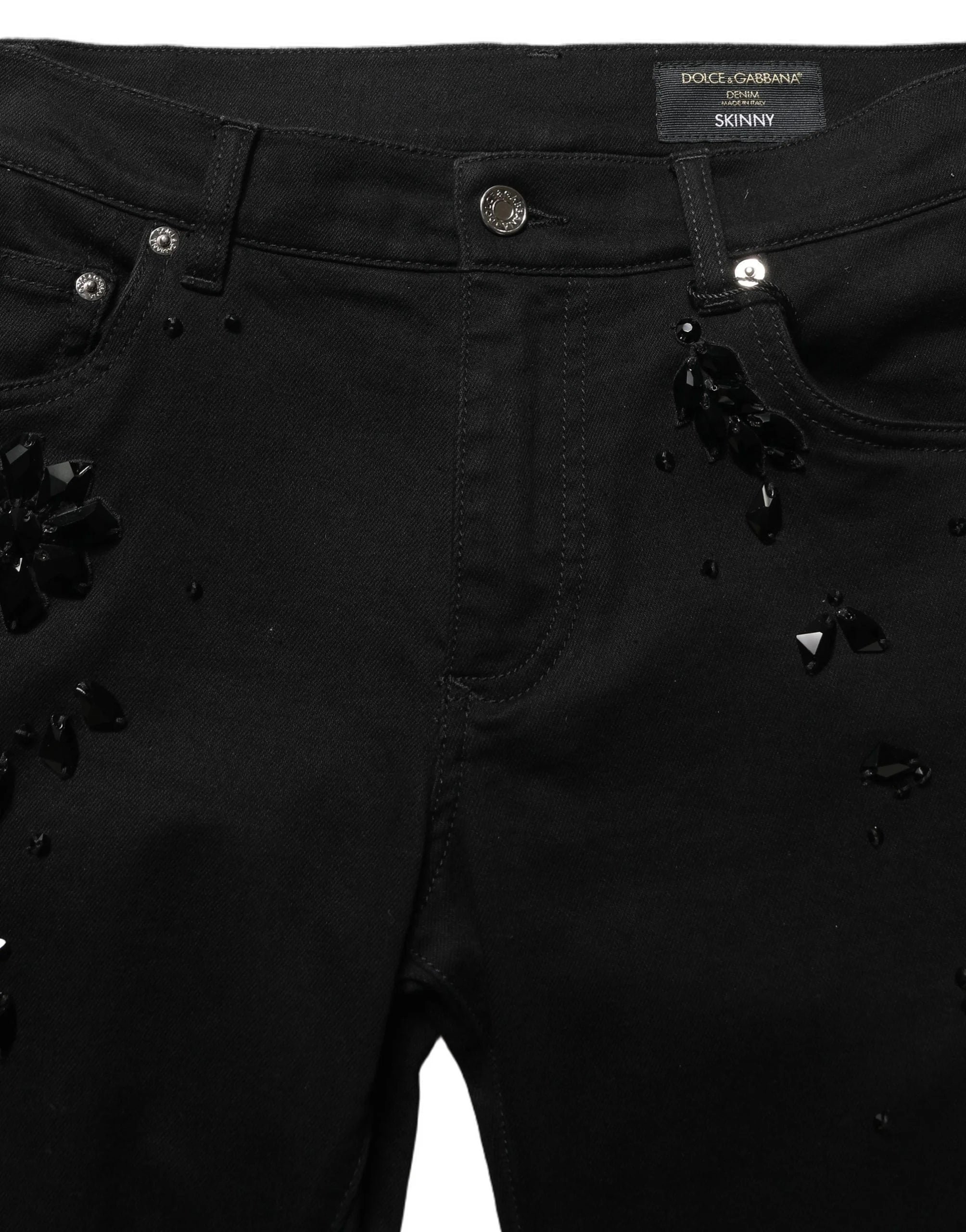 Dolce & Gabbana Black Embellished Cotton Skinny Denim Jeans - IT48 | M