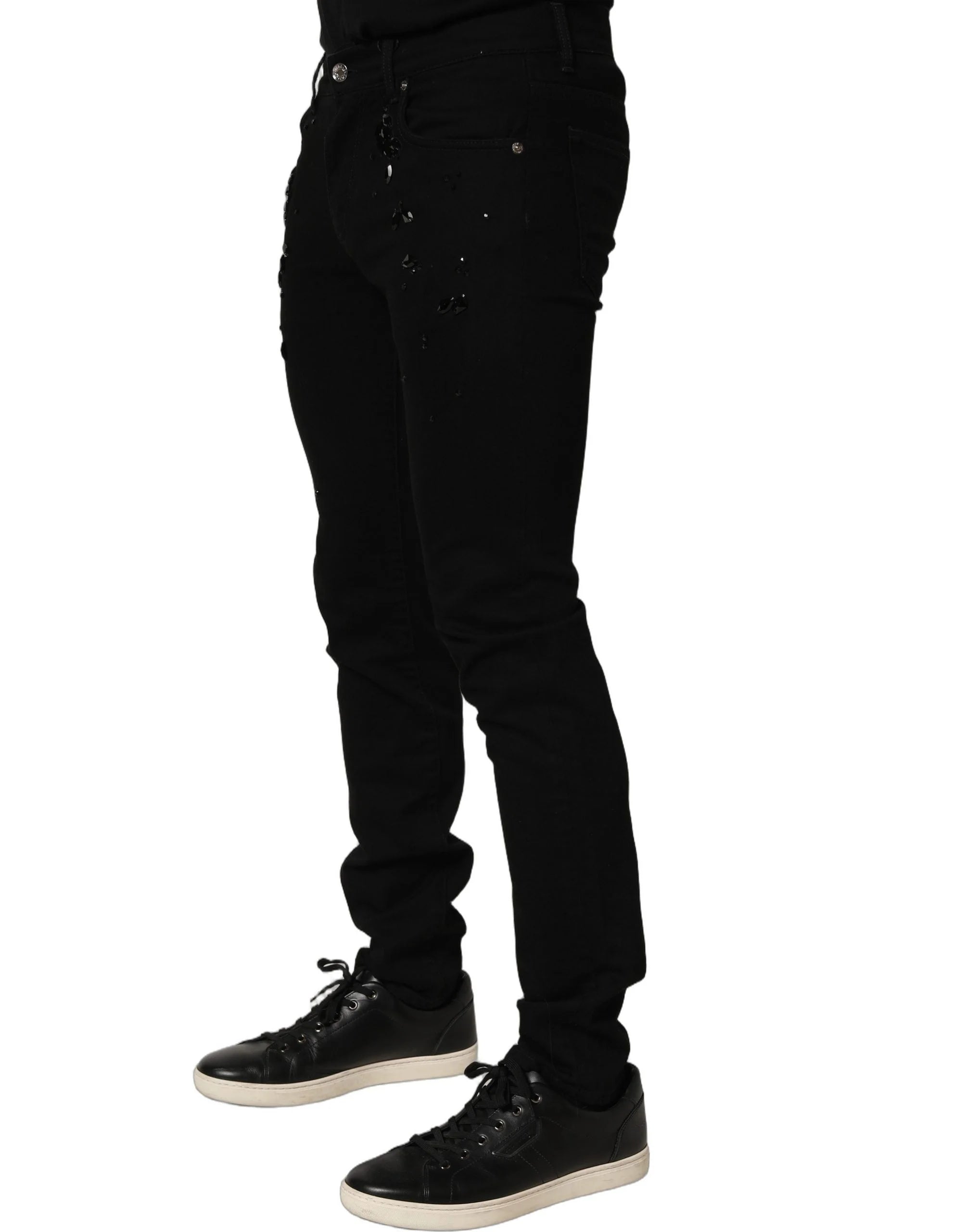 Dolce & Gabbana Black Embellished Cotton Skinny Denim Jeans - IT48 | M