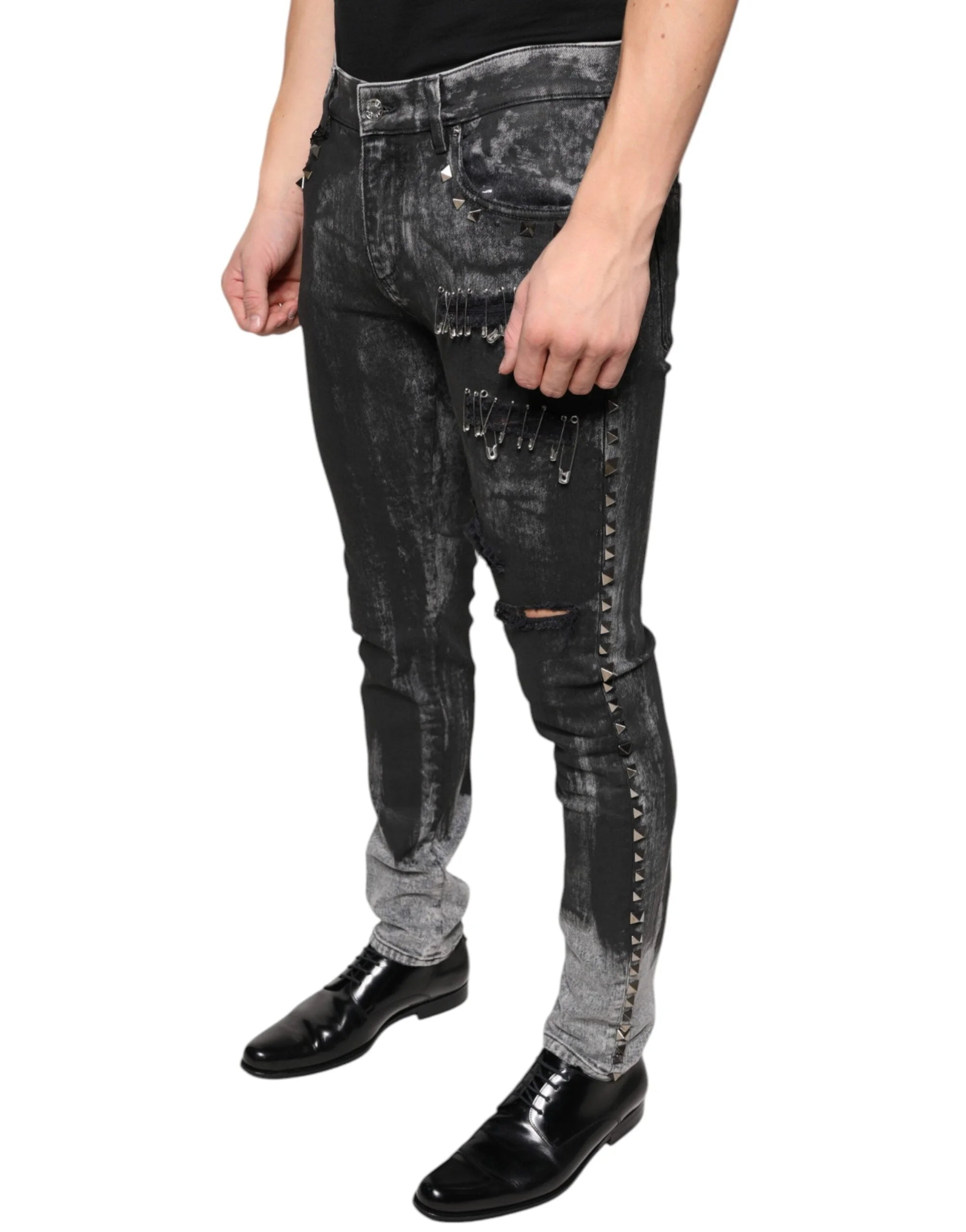 Dolce & Gabbana Black Embellished Cotton Skinny Denim Jeans - IT48 | M - Jeans