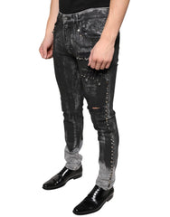 Dolce & Gabbana Black Embellished Cotton Skinny Denim Jeans - IT48 | M - Jeans