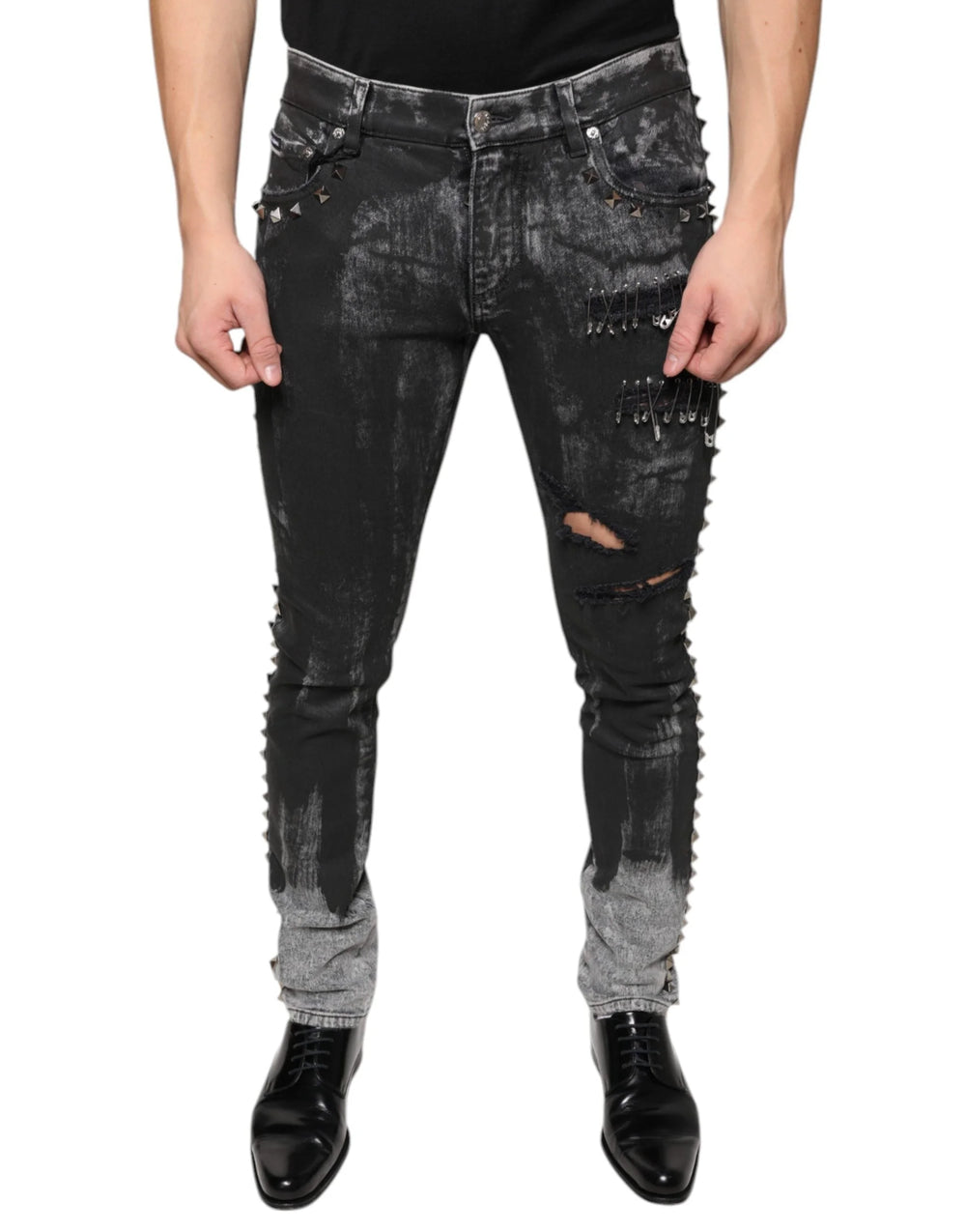 Dolce & Gabbana Black Embellished Cotton Skinny Denim Jeans - IT48 | M - Jeans
