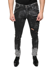 Dolce & Gabbana Black Embellished Cotton Skinny Denim Jeans - IT48 | M - Jeans