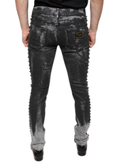 Dolce & Gabbana Black Embellished Cotton Skinny Denim Jeans - IT48 | M - Jeans