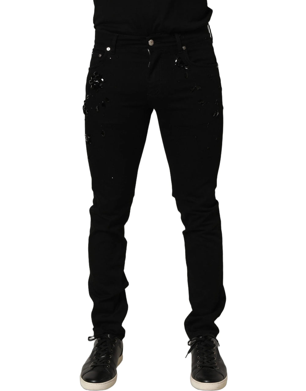 Dolce & Gabbana Black Embellished Cotton Skinny Denim Jeans - IT48 | M
