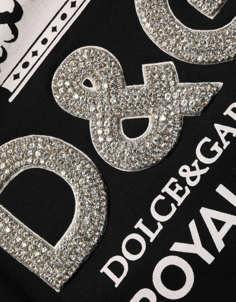 Dolce & Gabbana Black Embellished Cotton Sweatshirt Sweater