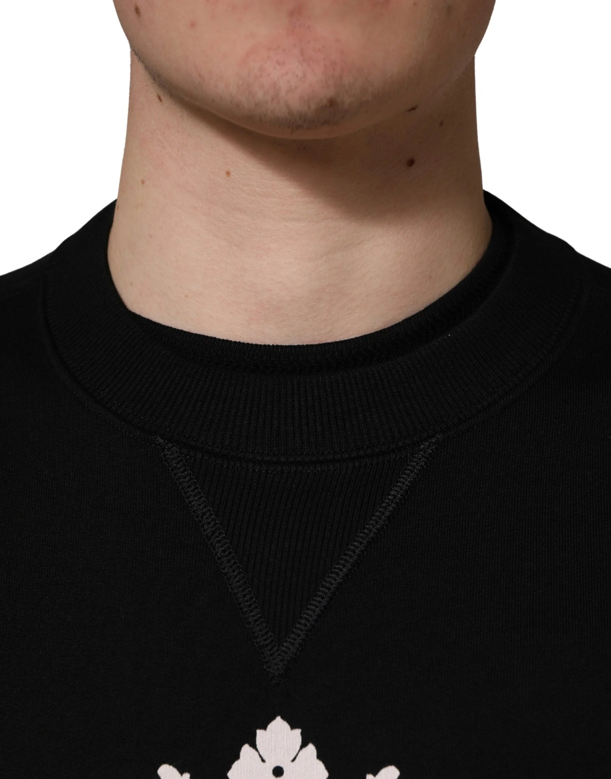 Dolce & Gabbana Black Embellished Cotton Sweatshirt Sweater
