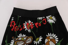 Dolce & Gabbana Black Embellished Daisy Brocade Skirt - Skirts
