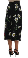 Dolce & Gabbana Black Embellished Daisy Brocade Skirt - Skirts