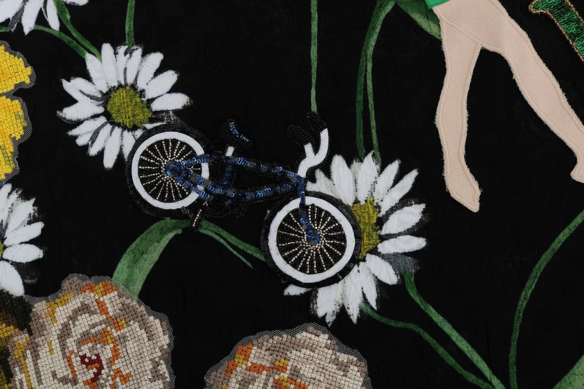 Dolce & Gabbana Black Embellished Daisy Brocade Skirt - Skirts