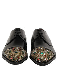 Dolce & Gabbana Black Embellished Derby Dress Formal Shoes - EU44/US11