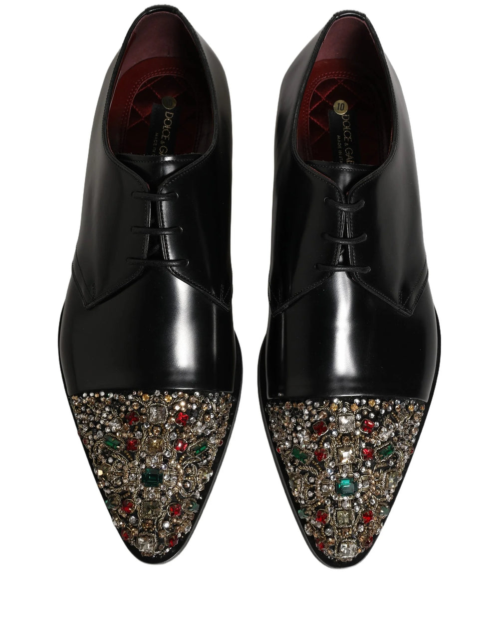 Dolce & Gabbana Black Embellished Derby Dress Formal Shoes - EU44/US11
