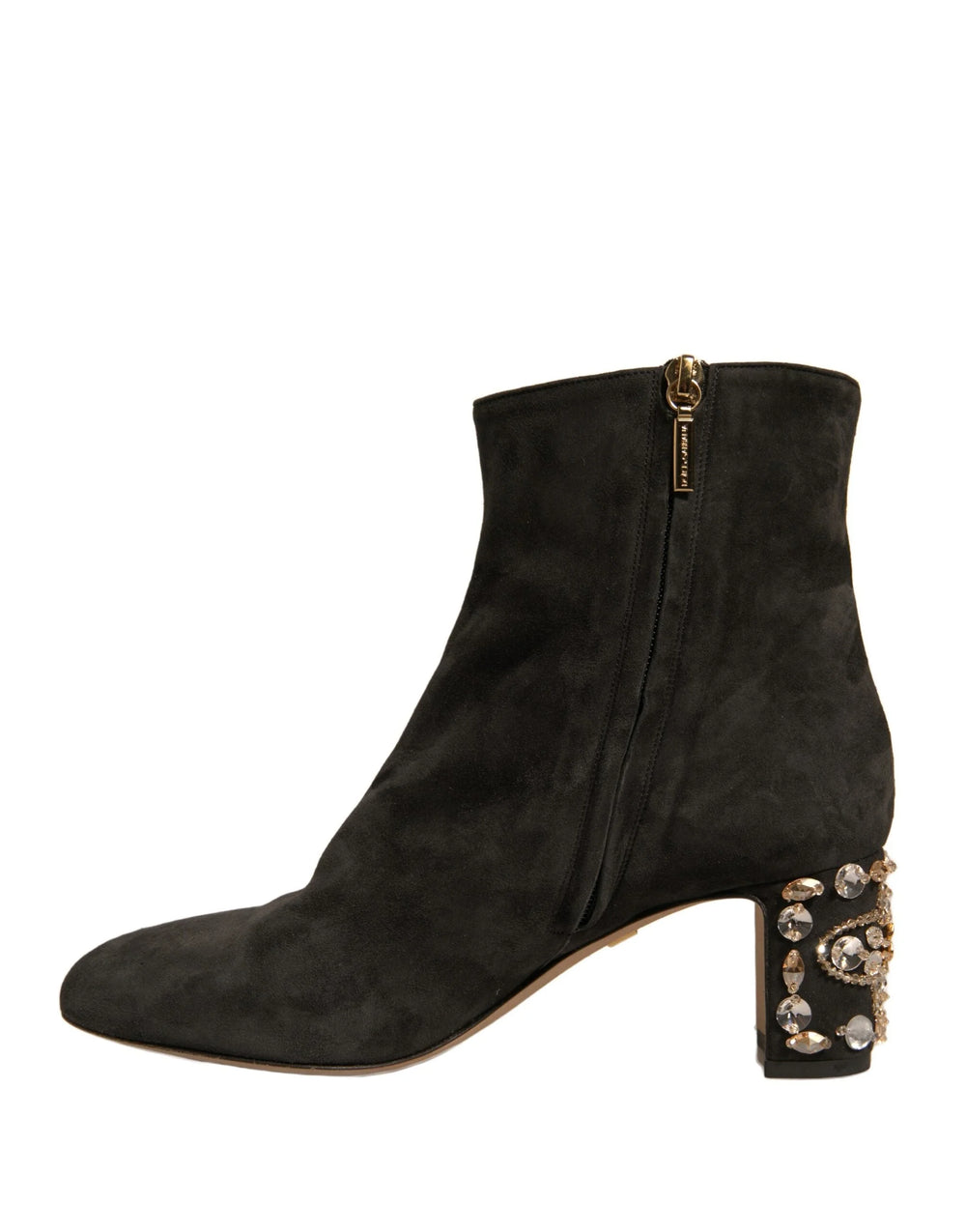 Dolce & Gabbana Black Embellished Heel Ankle Boots Shoes - EU39/US8.5
