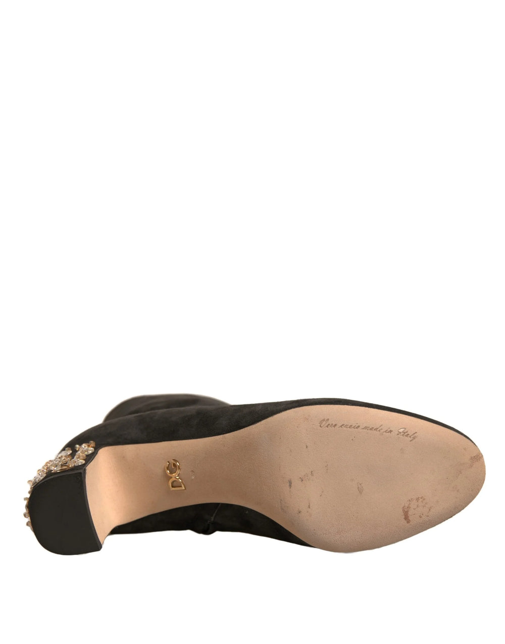 Dolce & Gabbana Black Embellished Heel Ankle Boots Shoes - EU39/US8.5