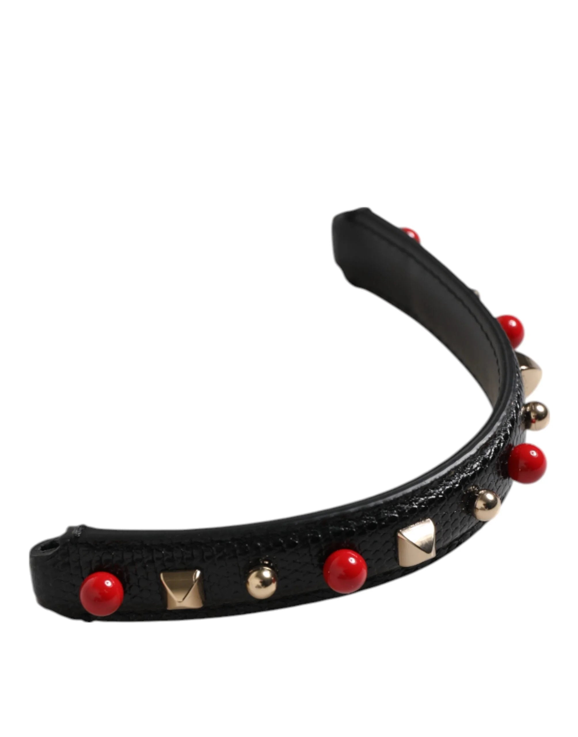 Dolce & Gabbana Black Embellished Leather Bag Handle Women Shoulder Strap - Handbag & Wallet Accessories