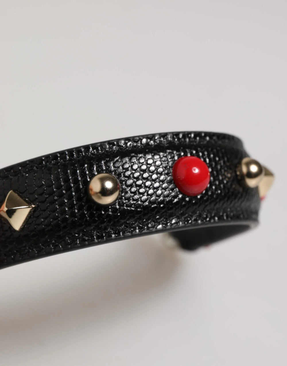 Dolce & Gabbana Black Embellished Leather Bag Handle Women Shoulder Strap - Handbag & Wallet Accessories