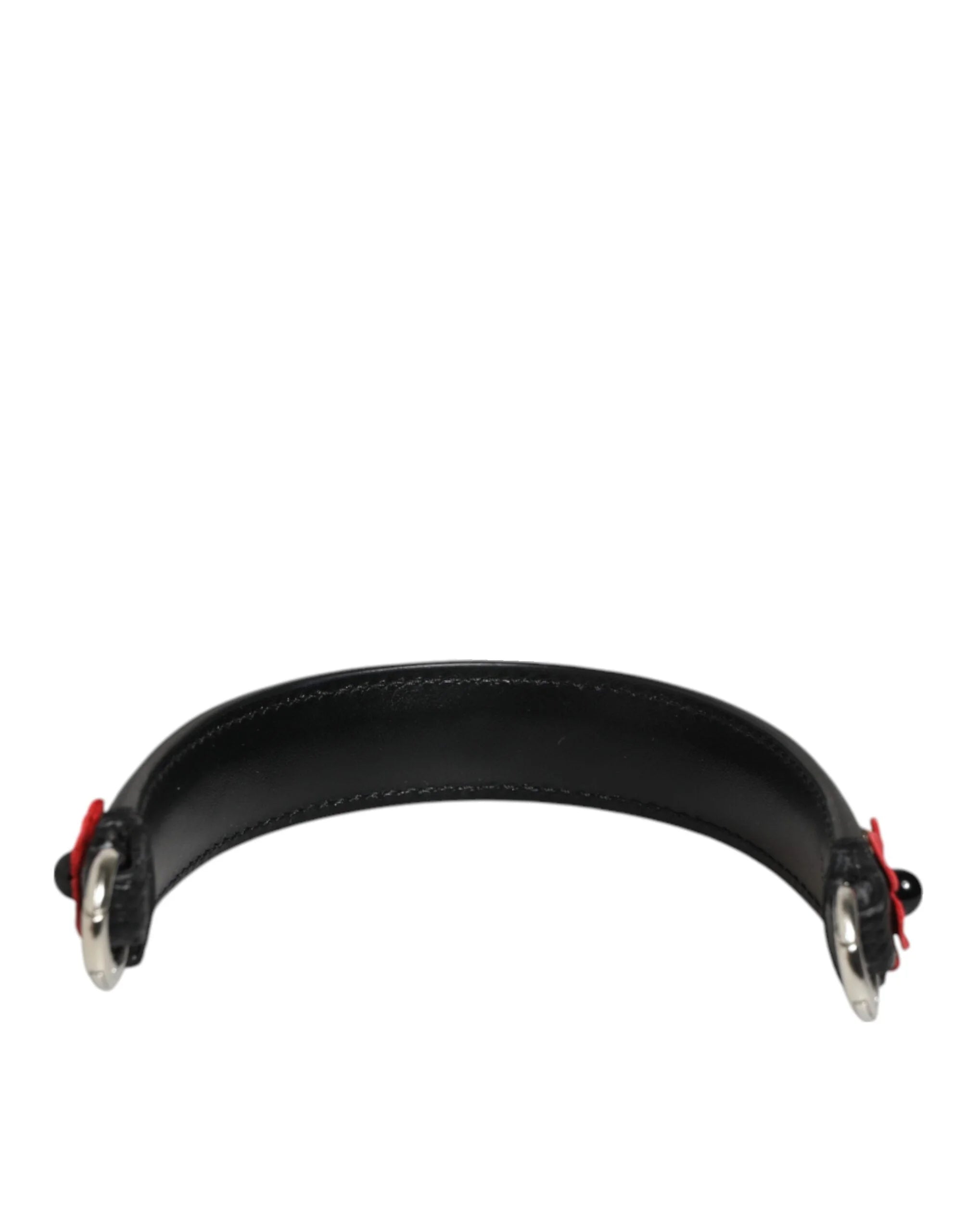 Dolce & Gabbana Black Embellished Leather Bag Handle Women Shoulder Strap - Handbag & Wallet Accessories