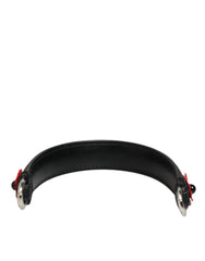 Dolce & Gabbana Black Embellished Leather Bag Handle Women Shoulder Strap - Handbag & Wallet Accessories