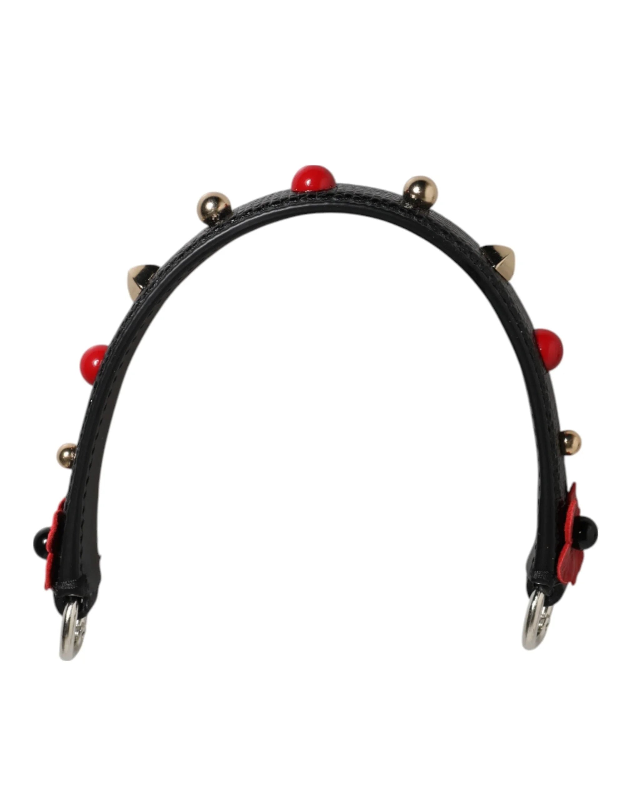 Dolce & Gabbana Black Embellished Leather Bag Handle Women Shoulder Strap - Handbag & Wallet Accessories