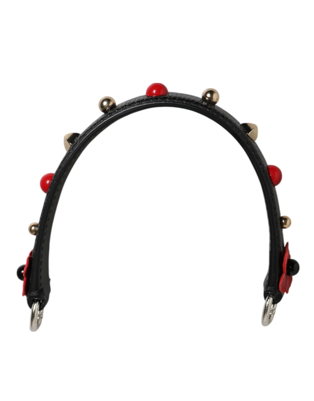 Dolce & Gabbana Black Embellished Leather Bag Handle Women Shoulder Strap - Handbag & Wallet Accessories