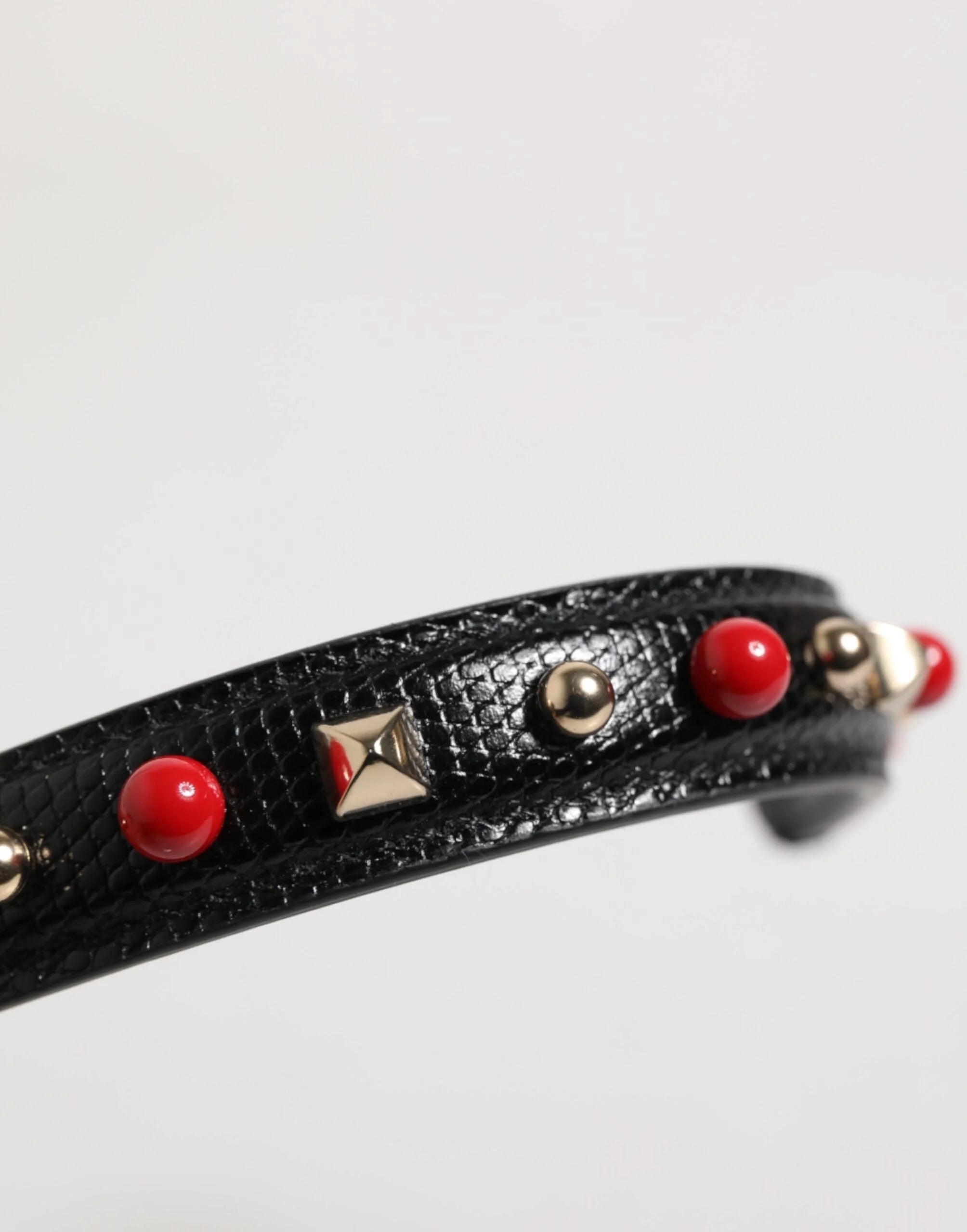 Dolce & Gabbana Black Embellished Leather Bag Handle Women Shoulder Strap - Handbag & Wallet Accessories