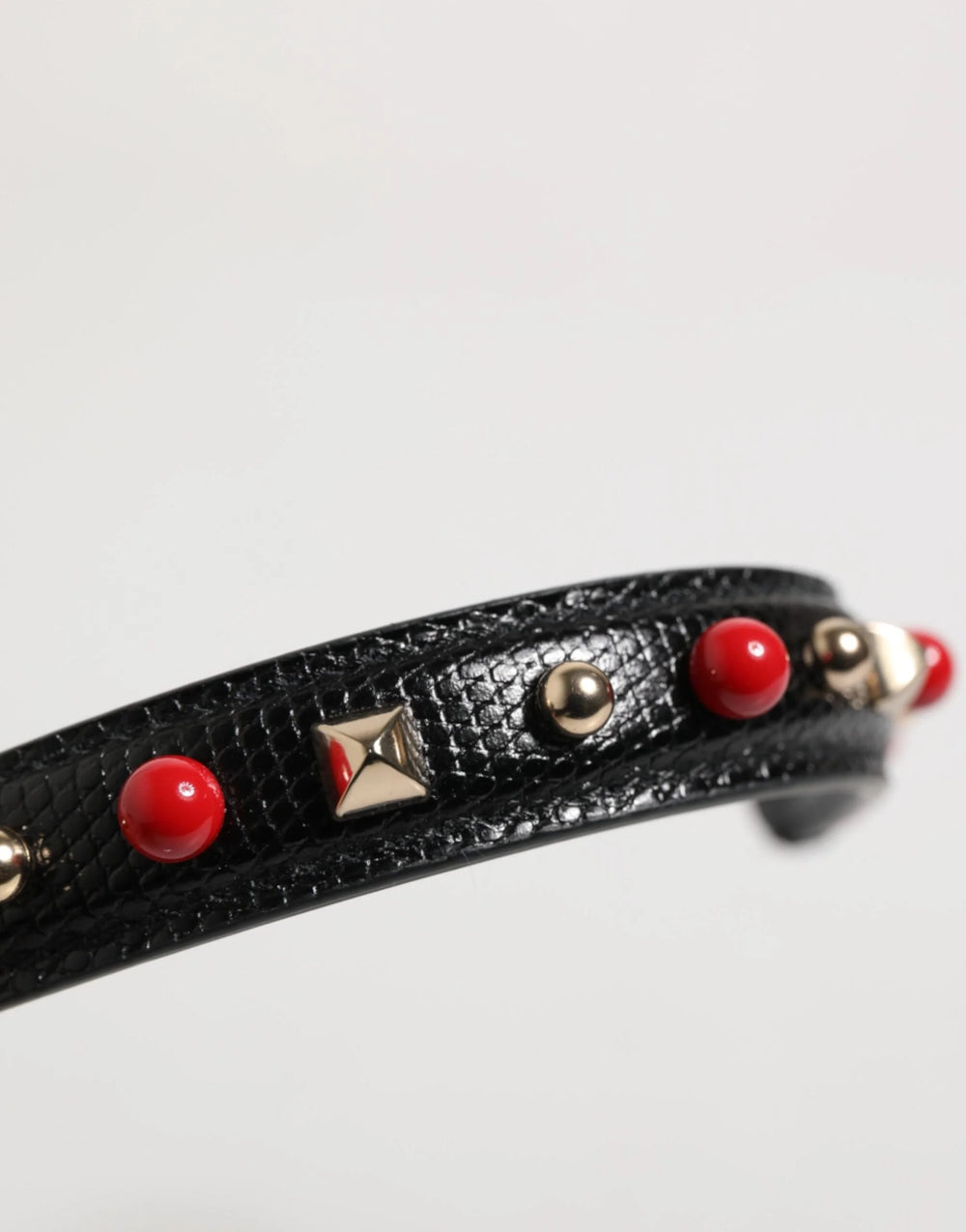 Dolce & Gabbana Black Embellished Leather Bag Handle Women Shoulder Strap - Handbag & Wallet Accessories