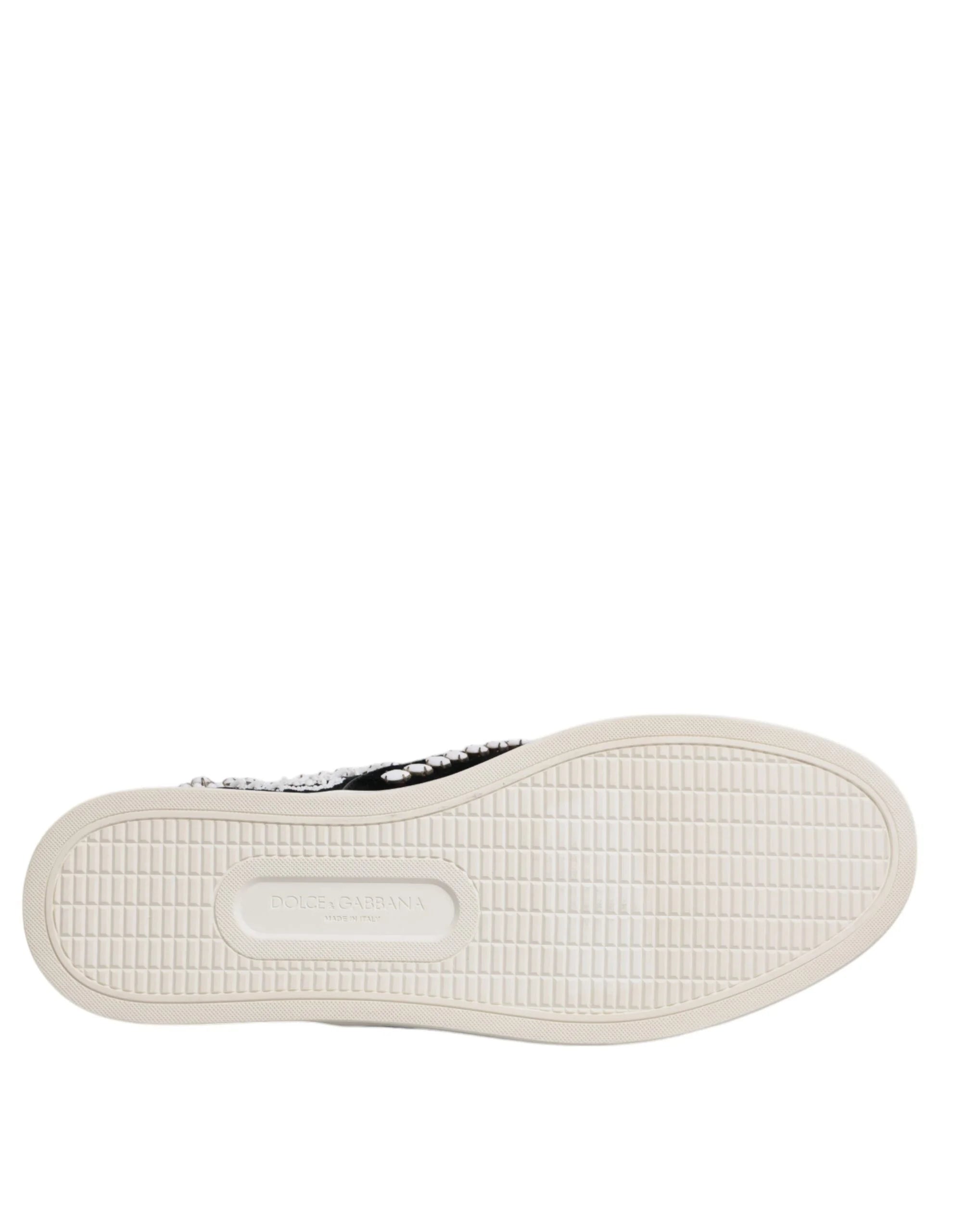 Dolce & Gabbana Black Embellished London Men Slip On Shoes - EU41.5/US8.5 - Sneakers