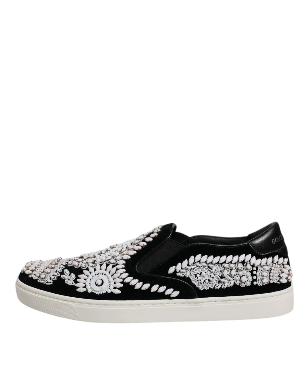Dolce & Gabbana Black Embellished London Men Slip On Shoes - EU41.5/US8.5 - Sneakers