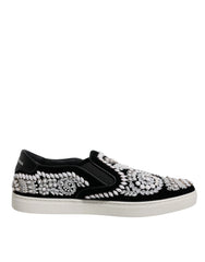 Dolce & Gabbana Black Embellished London Men Slip On Shoes - EU41.5/US8.5 - Sneakers
