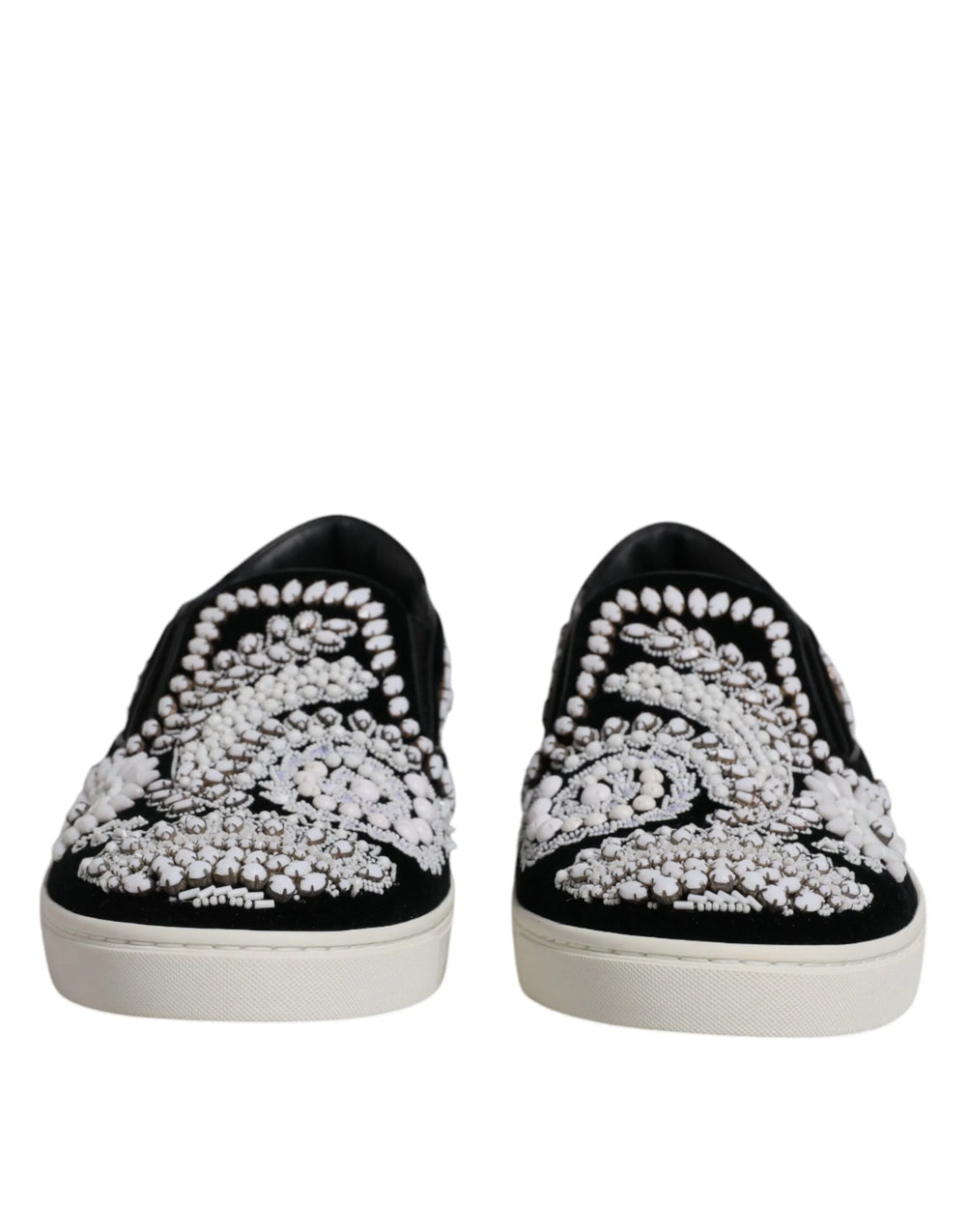 Dolce & Gabbana Black Embellished London Men Slip On Shoes - EU41/US8 - Sneakers