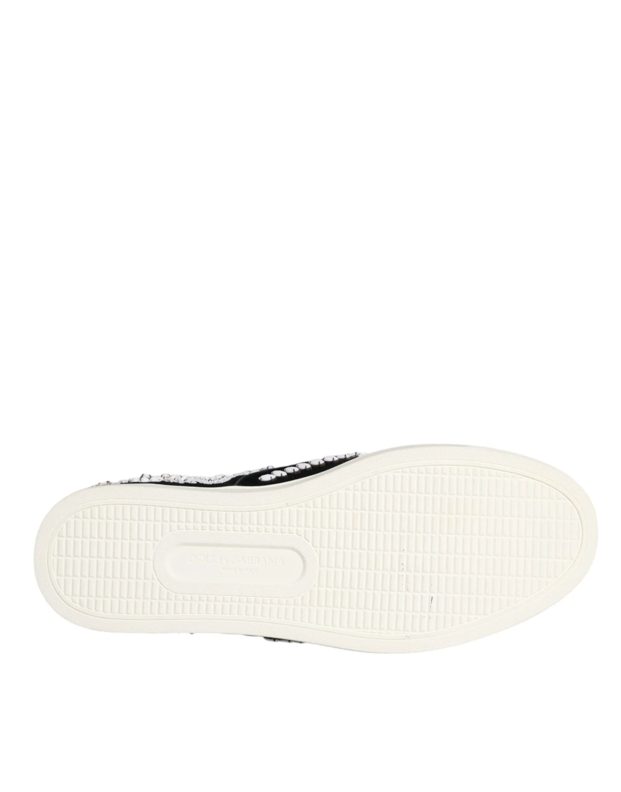 Dolce & Gabbana Black Embellished London Men Slip On Shoes - EU41/US8 - Sneakers