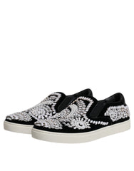 Dolce & Gabbana Black Embellished London Men Slip On Shoes - EU41/US8 - Sneakers