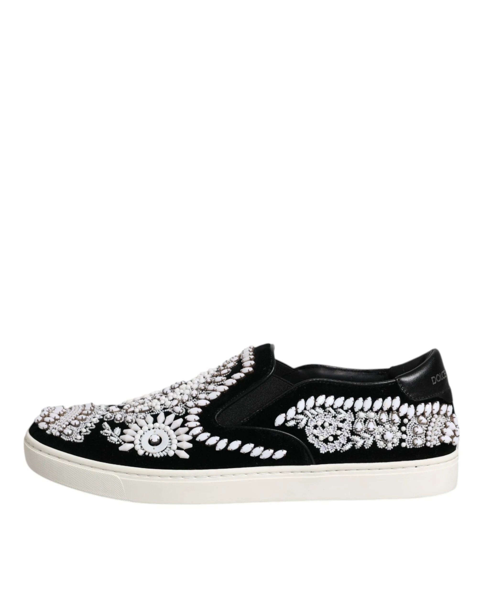 Dolce & Gabbana Black Embellished London Men Slip On Shoes - EU41/US8 - Sneakers