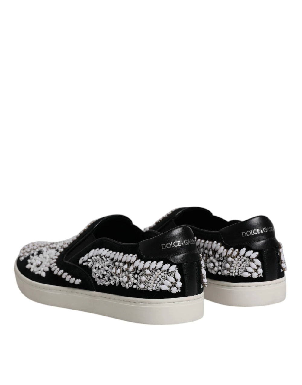 Dolce & Gabbana Black Embellished London Men Slip On Shoes - EU41/US8 - Sneakers
