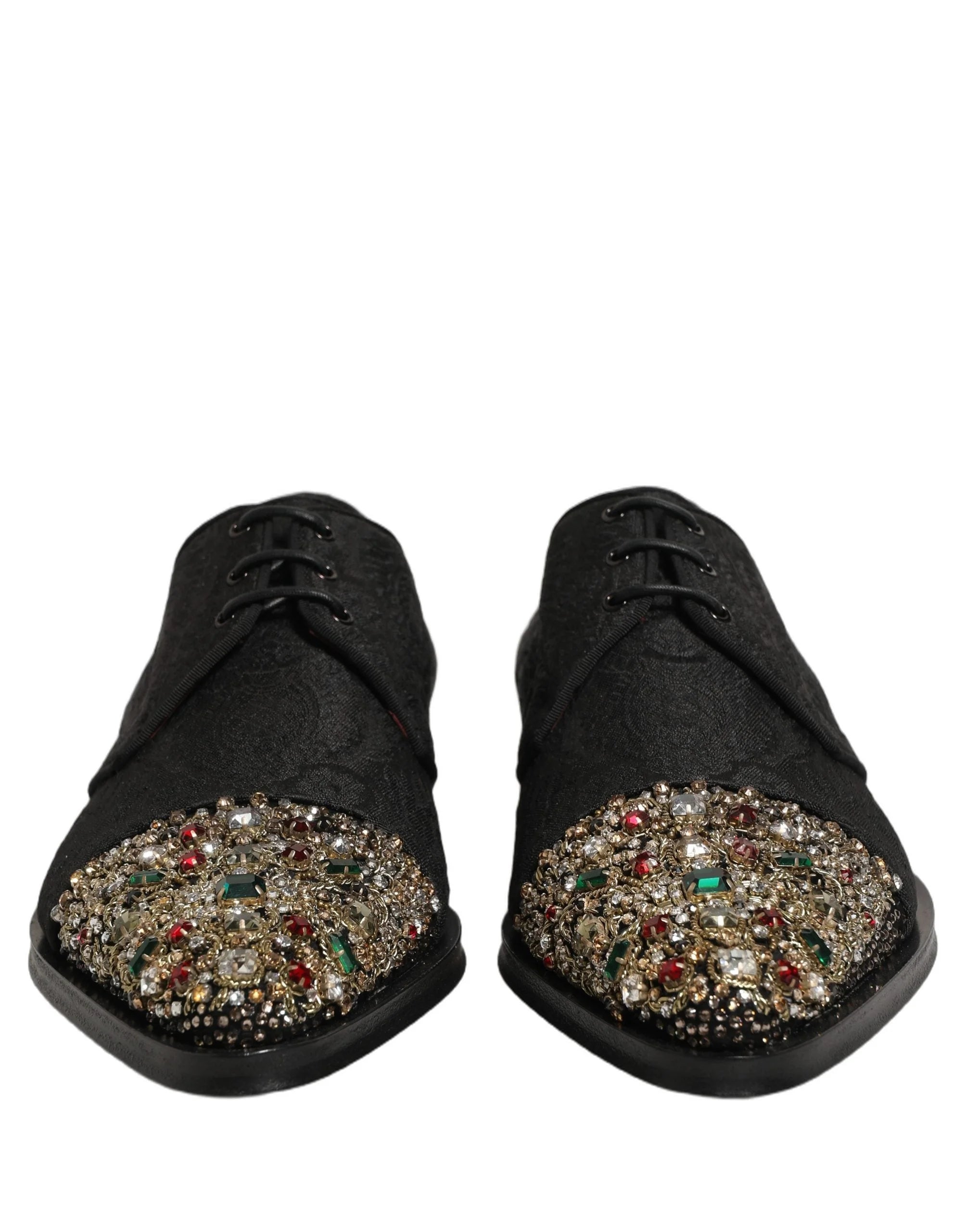Dolce & Gabbana Black Embellished Men Derby Dress Formal Shoes - EU44/US11