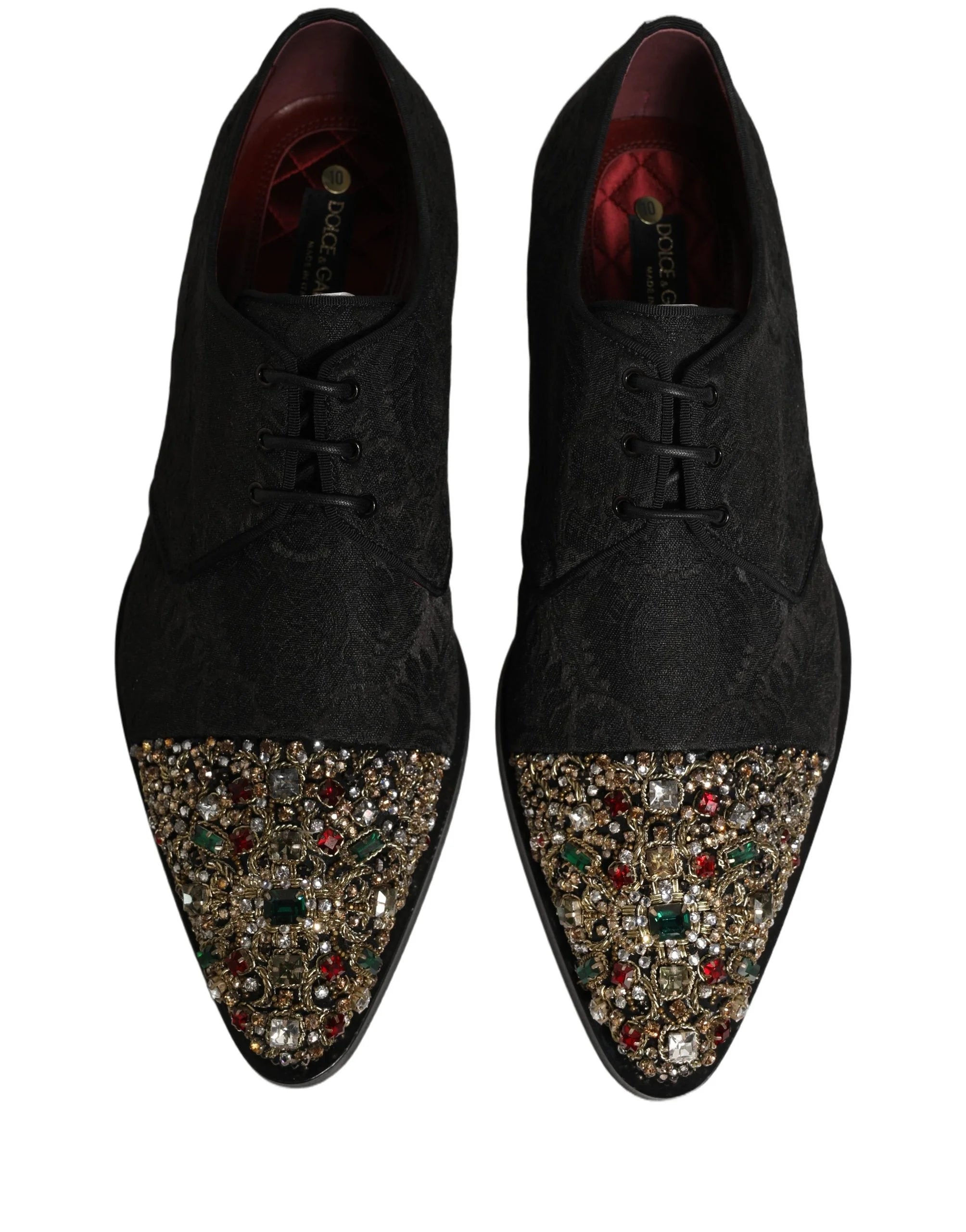 Dolce & Gabbana Black Embellished Men Derby Dress Formal Shoes - EU44/US11