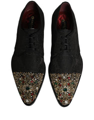 Dolce & Gabbana Black Embellished Men Derby Dress Formal Shoes - EU44/US11