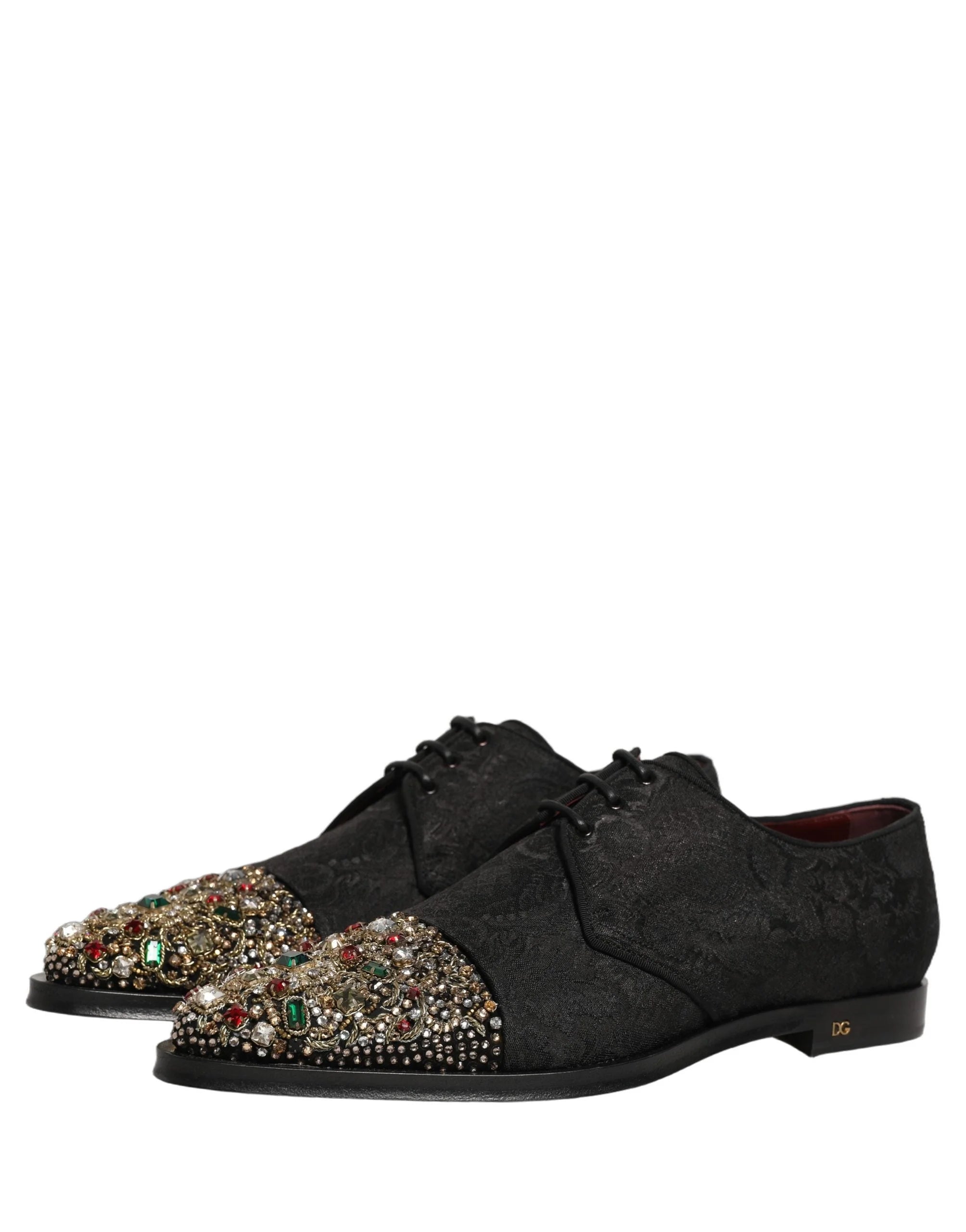Dolce & Gabbana Black Embellished Men Derby Dress Formal Shoes - EU44/US11