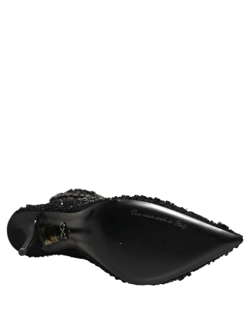 Dolce & Gabbana Black Embellished Mesh Ankle Boots Shoes