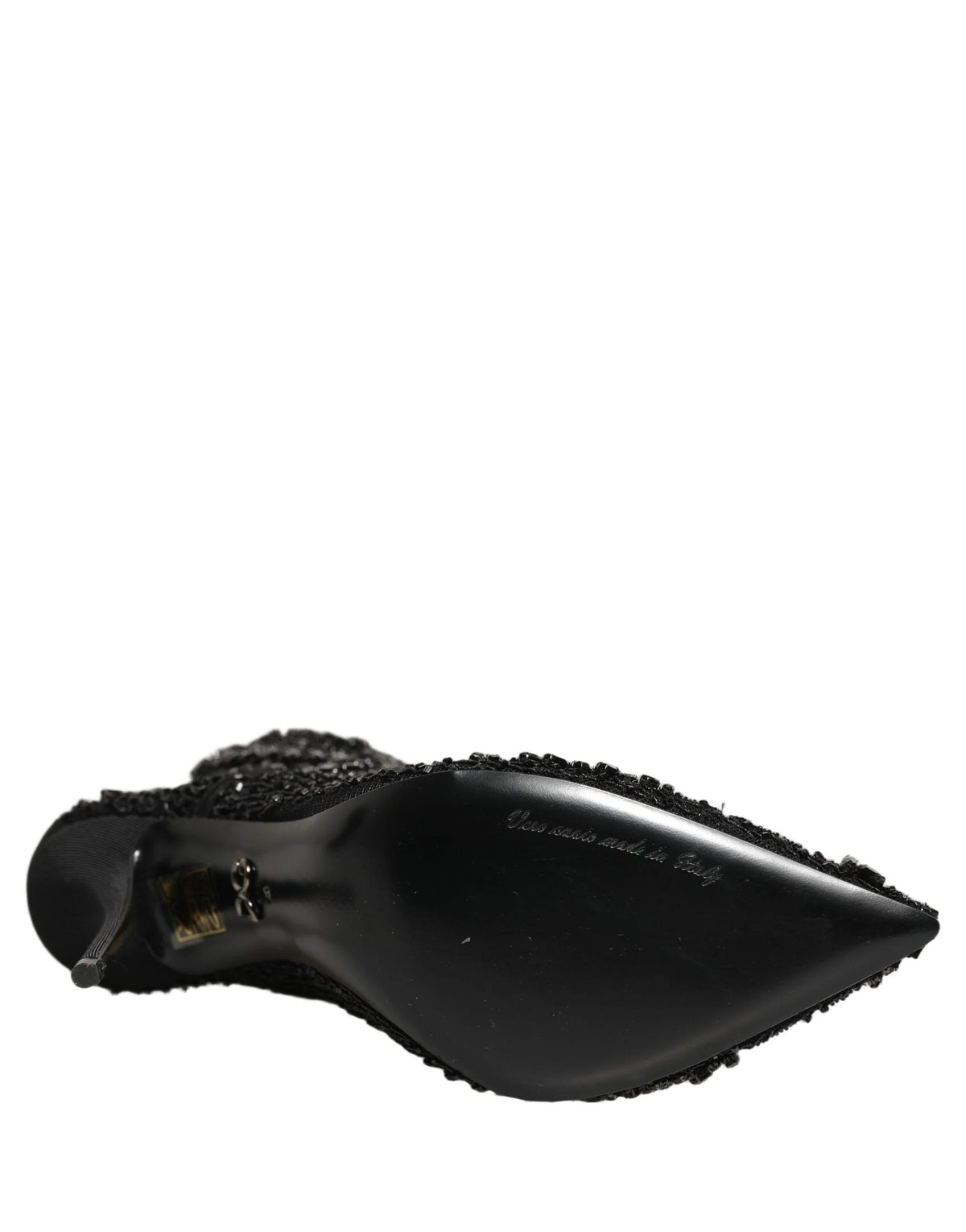 Dolce & Gabbana Black Embellished Mesh Ankle Boots Shoes