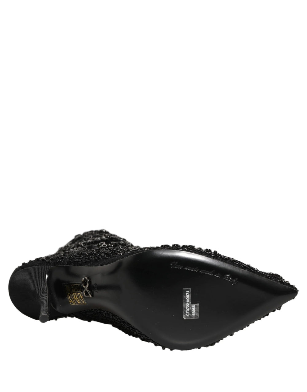 Dolce & Gabbana Black Embellished Mesh Ankle Boots Shoes - EU37.5/US7