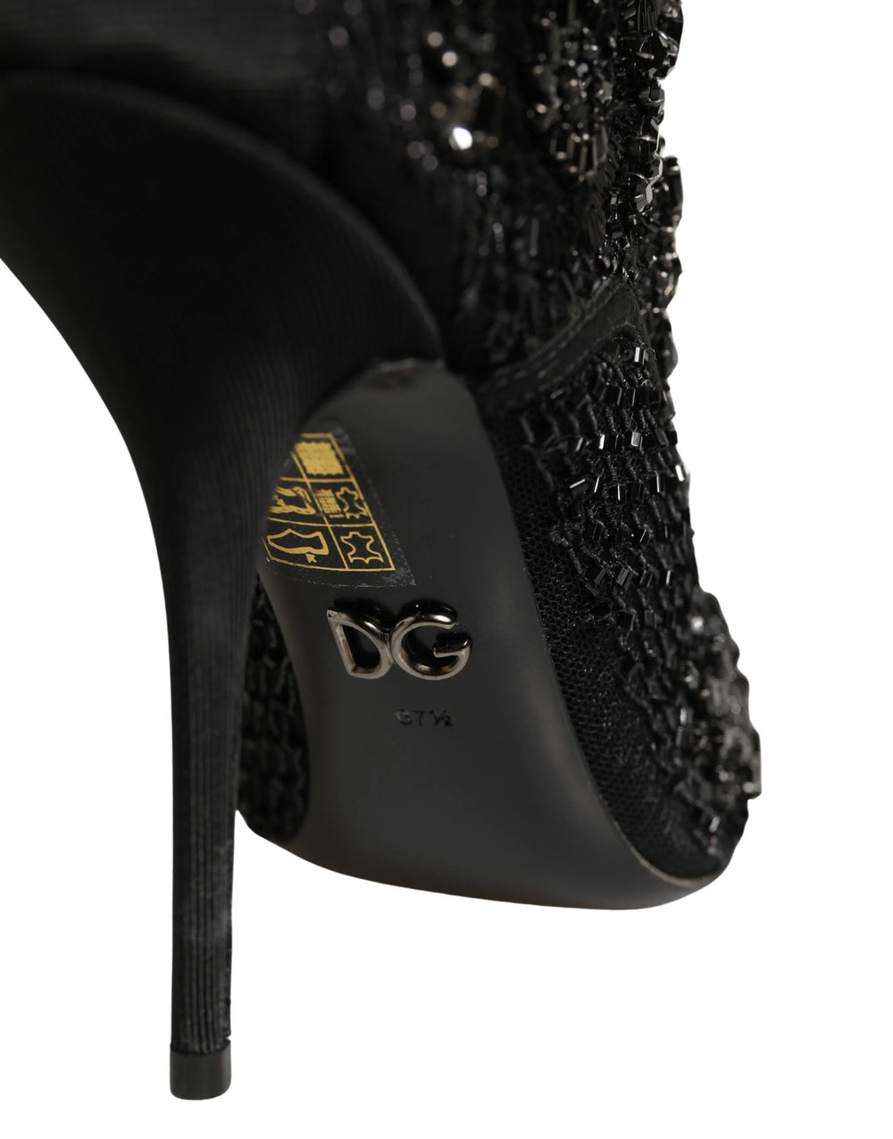Dolce & Gabbana Black Embellished Mesh Ankle Boots Shoes - EU37.5/US7