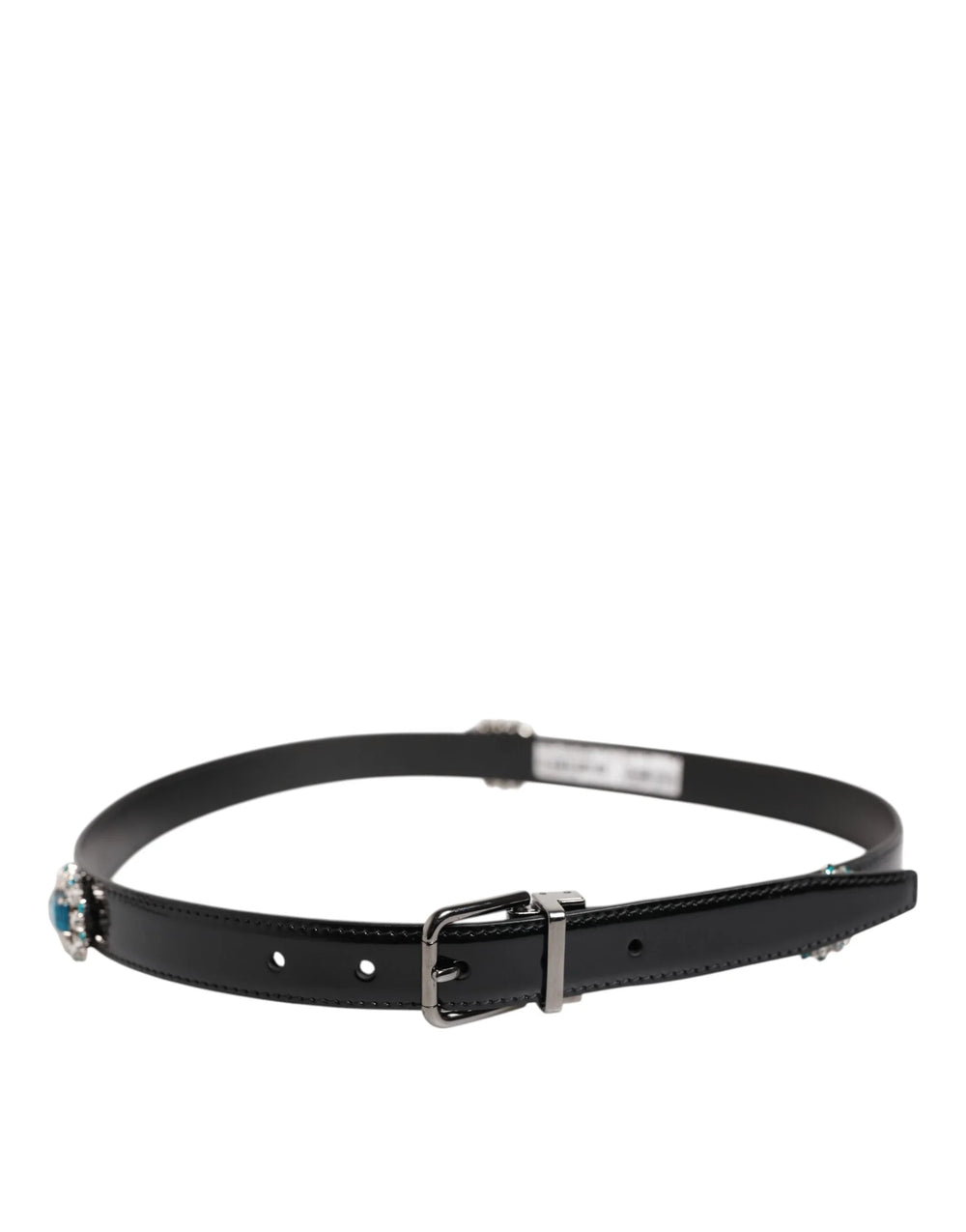 Dolce & Gabbana Black Embellished Metal Logo Buckle Belt - 90 cm / 36 Inches - Belts