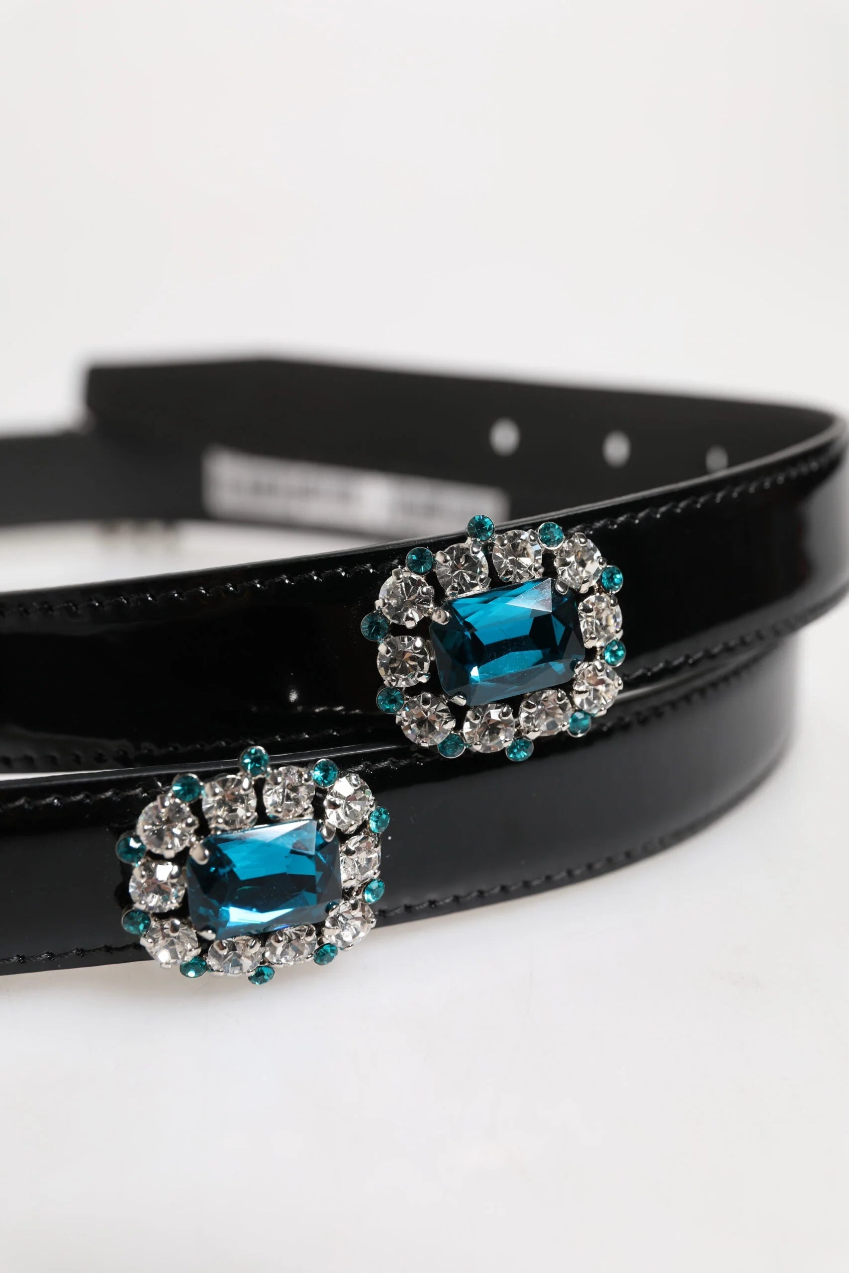 Dolce & Gabbana Black Embellished Metal Logo Buckle Belt - 90 cm / 36 Inches - Belts