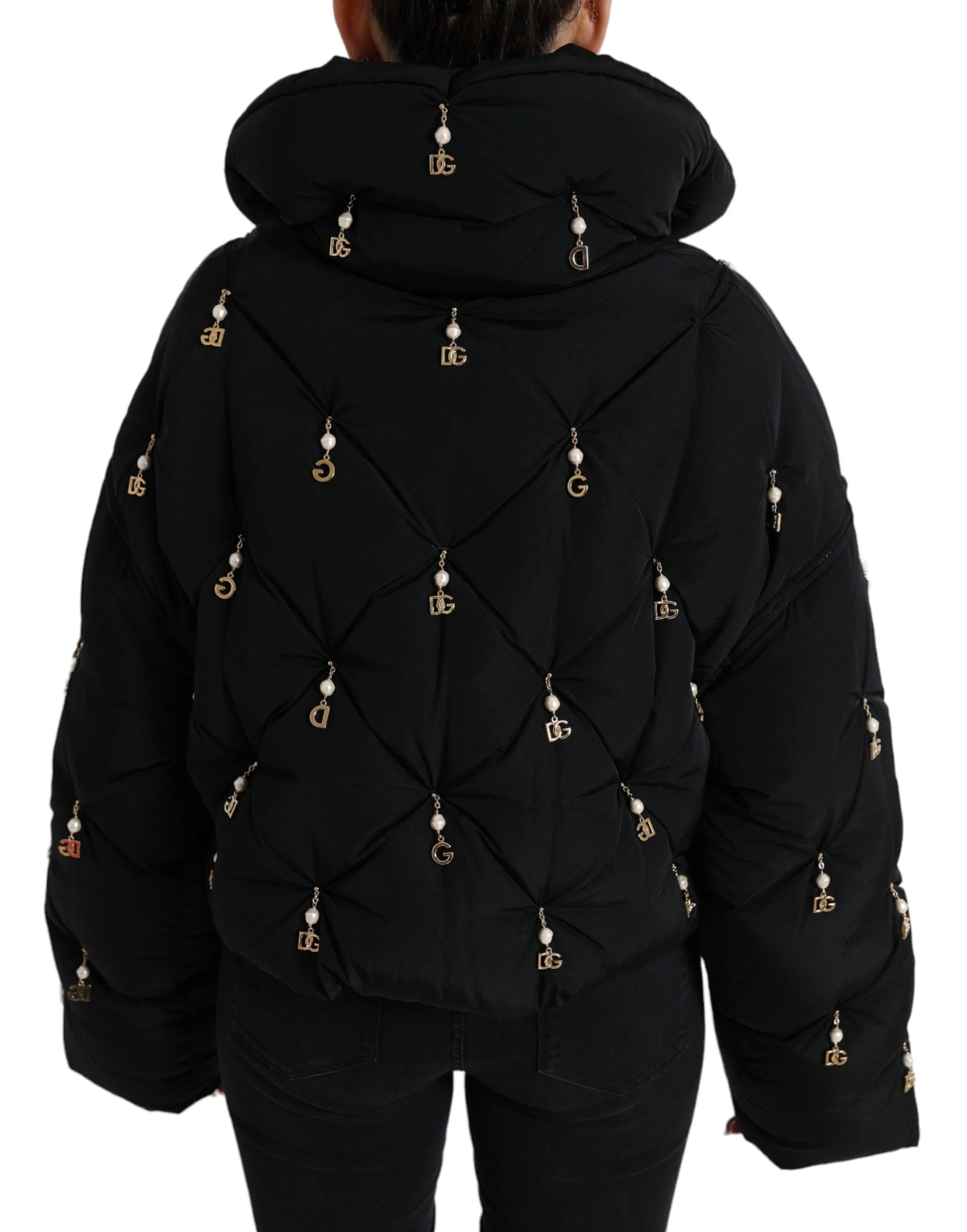 Dolce & Gabbana Black Embellished Quilted Shell Bomber Jacket - IT42|M - Puffer Jackets