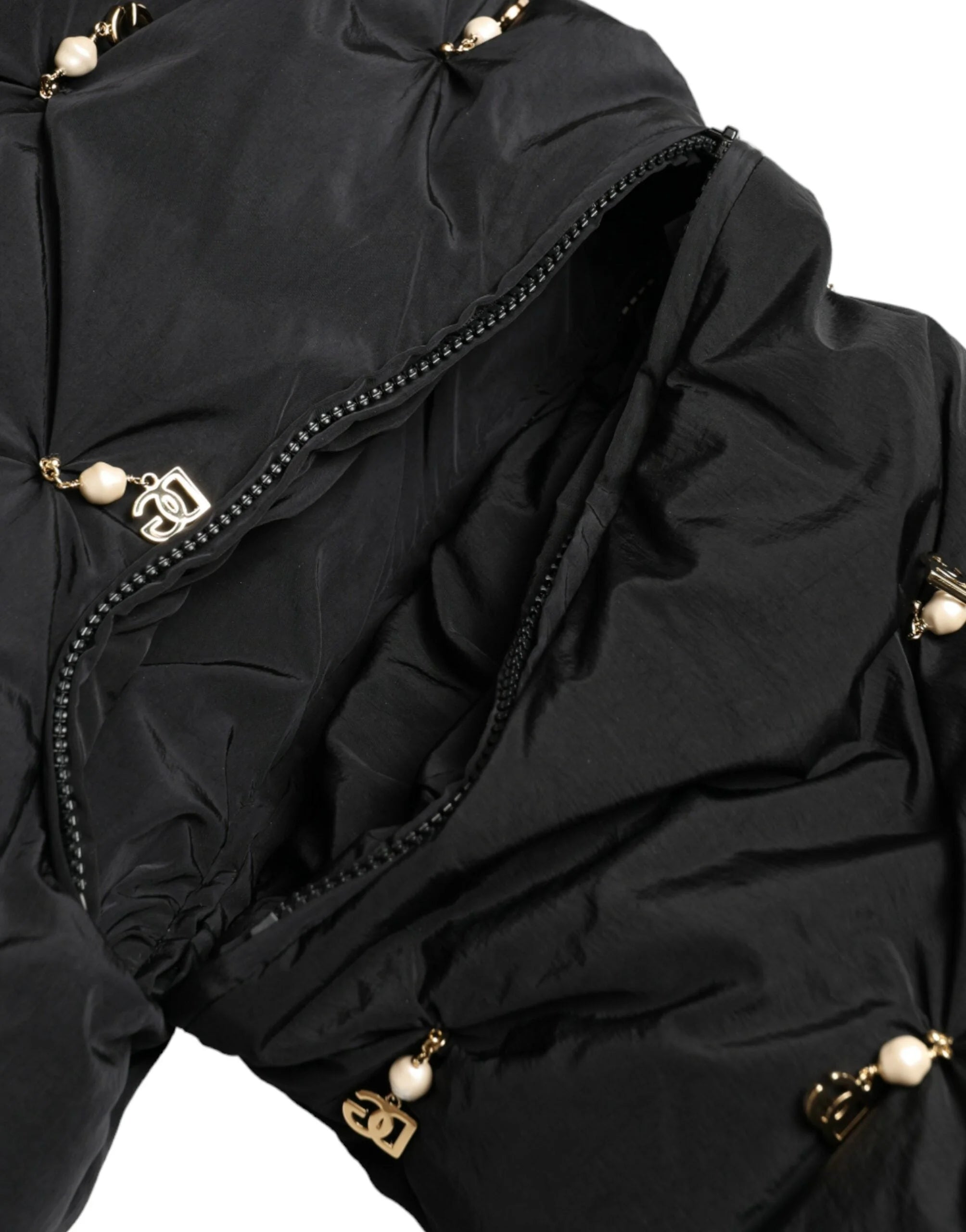 Dolce & Gabbana Black Embellished Quilted Shell Bomber Jacket - IT42|M - Puffer Jackets